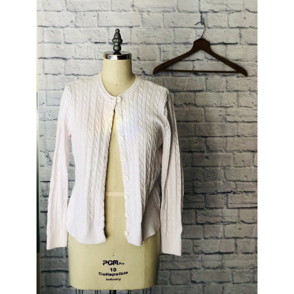 Willi Smith • White Button Up Cardigan SZ MED